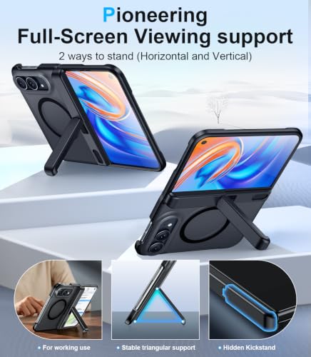 Temdan Magnetic for iPhone Duo Case Ultra Fold with Hidden Stand Black - image 3
