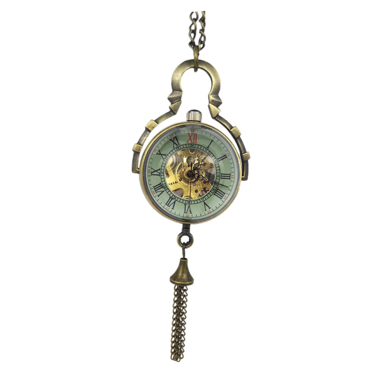 COLLBATH Orologio da Taschino Vetro e Lega a Forma Sferica Vintage Meccanico Collana Design Creativo Artigianale Unico, Orologio a Pendente Decorativo Elegante