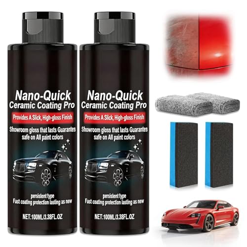 KOSIMI 2 PCS Quick Effect Coating Agent Nano-Quick Ceramic Coating Pro 3.5 fl.oz Revolutionary Nano Spray for Car Detailing for Dust-Proof Glass Effect and Lasting Luster