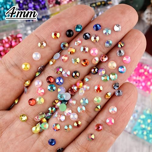 Kikonoke BOSLCOL01 5 Boxes Nail Art Rhinestones Half Pearls Kit 3D Flatback Jelly Crystal Gems Diamantes Design For Crafts Face Clothes Clothes Glass Decorations Diy thumb #5