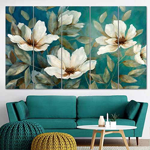 Image of Maxstone Flower Abstract Wall Painting Leaf Leaves Wall Painting Living room,Brdroom,Office Big Size Wall art Painting Fr HD Set OF -5 (30x60 inch) M1307