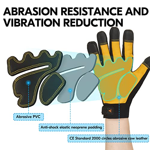 Vgo... Cut Resistant Gloves,Safety leather Work Gloves,Mechanic Gloves,HPPE Anti-cut Liner,Hand Protection,EN388 level C - Image 4