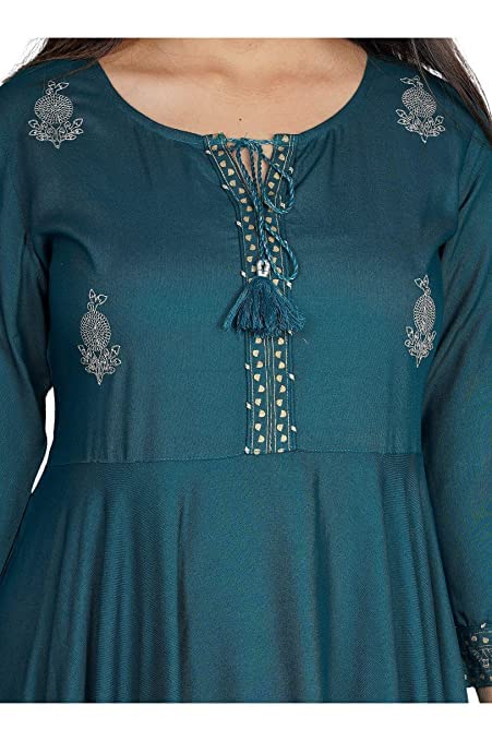 Image of JAYROSH Women's Embroidered Rayon Anarkali Kurta Gown | Flared Kurti for Women & Girls