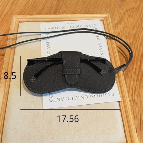 Image of FASHIXD Glasses Case Portable Travel Sunglass Case with Lanyard Eyeglass Pouch Bag Sunglass Holder for Purse For Women Men (Classic-Black)