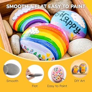 Simetufy 25 Pcs Large Rocks for Painting, 4-5 Inch River Rocks Painting Stones Smooth Flat Rocks for Painting, Natural Rocks to Paint for Arts DIY Crafts Kids Painting