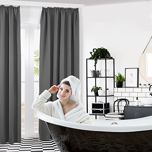 Deconovo Kräuselband Verdunkelungsvorhang für Schlafzimmer Gardine Hellgrau – Ansicht 6