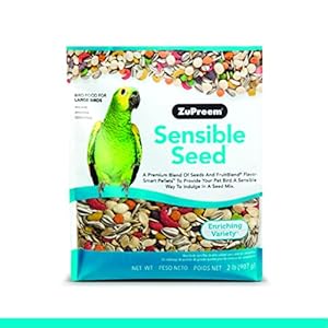 ZuPreem Sensible Seed Bird Food, Amazon, Cockatoo, Macaw, Seed and Pellet Blend for Large Birds, Food Mixer Topper, Enriching Variety, Made in USA, Bird Seed for Large Birds, Macaw Food (L, 2 lb)