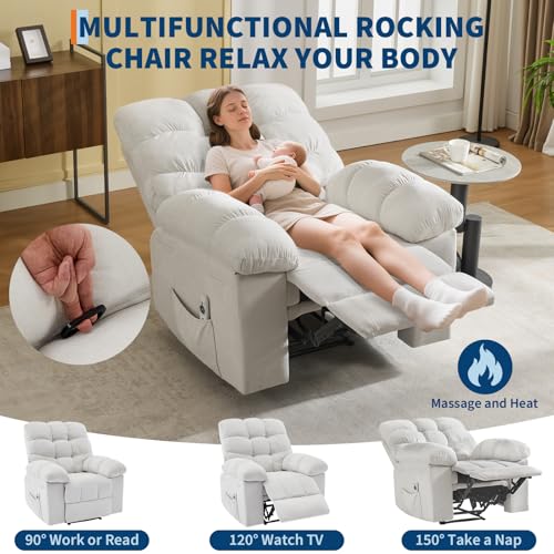 Sillón reclinable blanco con masaje y calor miniatura 6