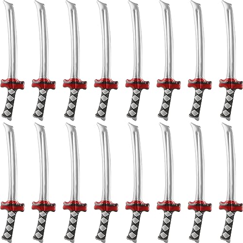 Cotiny 16 Pack Inflatable Ninja Sword Samurai Sword Toy Inflatable Katana Blow Up Costume Sword for Kids Beach Pool Ninja Cosplay Party Favors