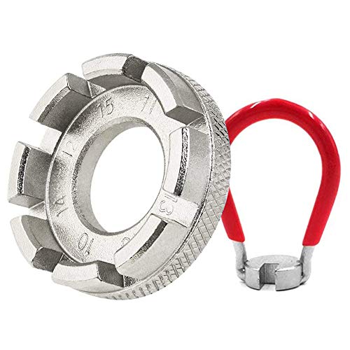 Holoras Bicycle Spoke Wrench Tool, 2pcs Pocket Bicycle Spoke Wrench Set Bike Rim Truing Tool for Mountain Bike Wheel Correct (Red)