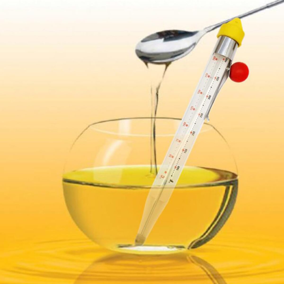 Termometro Colore in Vetro Temperato per Resistente Alte Temperature per Clip in Acciaio Inossidabile Colore per Friggere e Preparare Dolci in Cucina