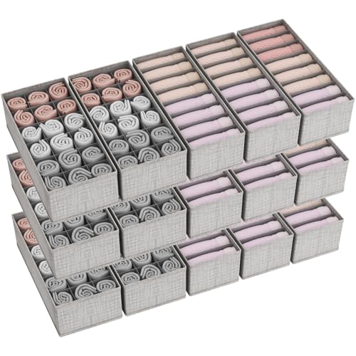 Lifewit Juego de 15 organizadores Hemnes para cómoda, cambiador con base estable, organizador de armario, cajones, sistema de organización para cambiadores, ropa infantil, calcetines, camisetas, ropa