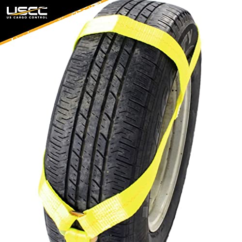 US Cargo Control Tire Bonnet Straps with Swivel Hooks and Ratchet (2-Pack), Tire Tie Down Straps Fit 14-17 Inches Tires, 2,200 lbs. Working Load Limit, Tow Dolly Basket Straps to Haul and Tow by US Cargo Control - Image 2
