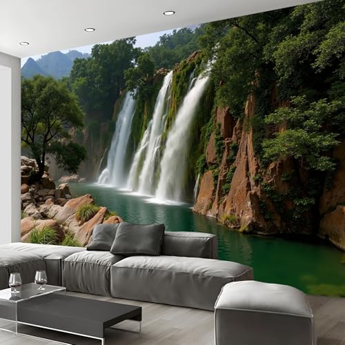 Papier peint cascade naturelle intissé pour agrandir un salon sombre