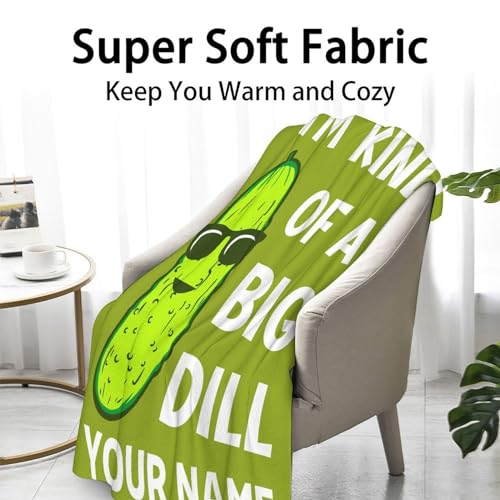 Custom Pickle Throw Blanket for Teen - 50x60 Inches Throw Size - Soft Fluffy Cozy Blankets Gift - Green Funny Blanket Throws for Living Room Decorative