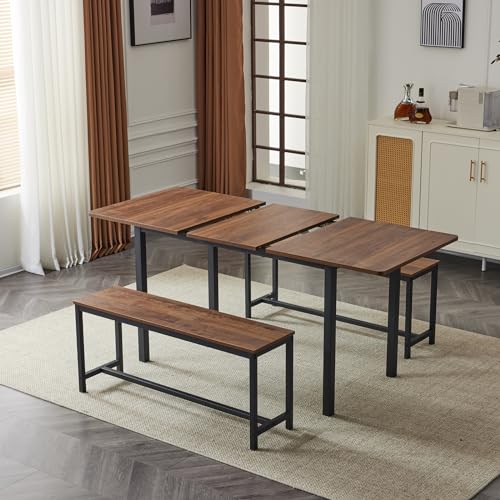 VINGLI 63" Extandable Foldable 3 Piece Dining Expandable Table Se...