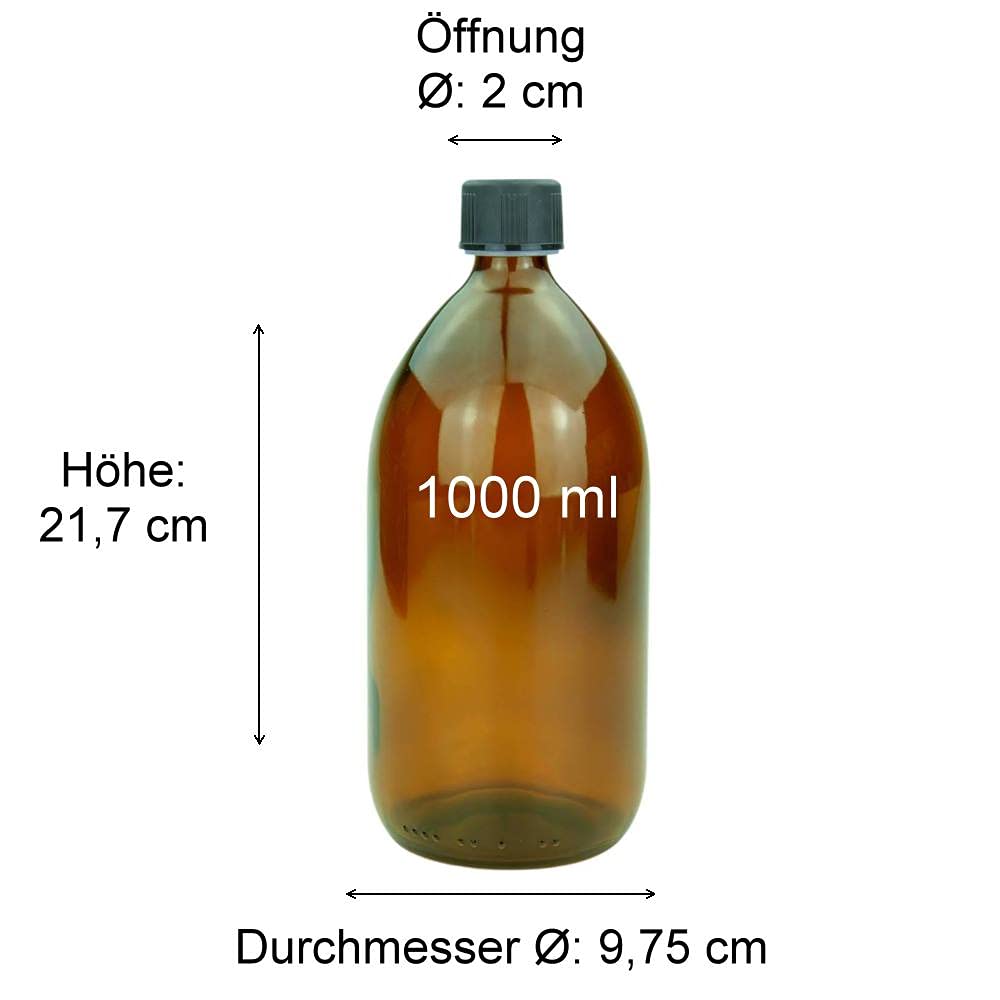 Mikken Lot De 2 Bouteilles En Verre Marron 500 Ml Avec Bouchons à Vis - Parfaites Pour Cosmétiques, Aliments Et Pharmaceutiques