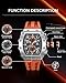 TSAR BOMBA Mens Watches Luxury Tonneau Watches for Men Waterproof 50M Analog Replica Watch Chronograph Calendar Date Men’s Dress Business Work Watch Diver Large Square Face Wristwatch