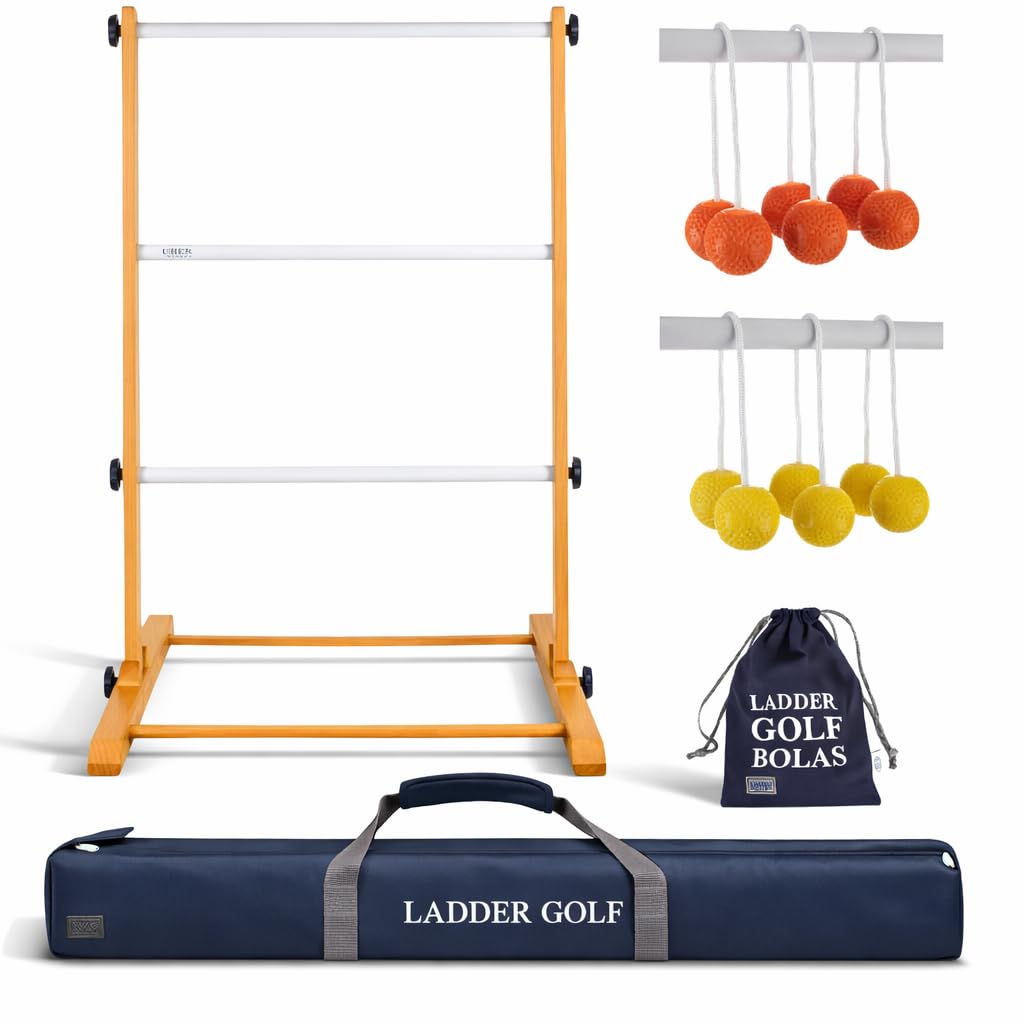 Ubergames Échelle de golf Jeu de lancer avec Bolas souples officiels orange fluo et jaune Barres incassables