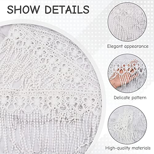 URROMA 2 Yards White Lace Trim with Tassel - Image 3