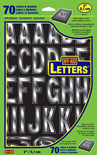 Hy-Ko Products MM-32L Self Adhesive Vinyl Die Cut Numbers, 2" High, Prism Silver, 70