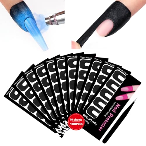 Saviland Peel off Nagellack für Nägel: 100 Stück U-förmige Nagelhautschützer mit UV-Schutz,Abziehbares Nagel Tape für Airbrush, Gel Nagellack & Nail Art