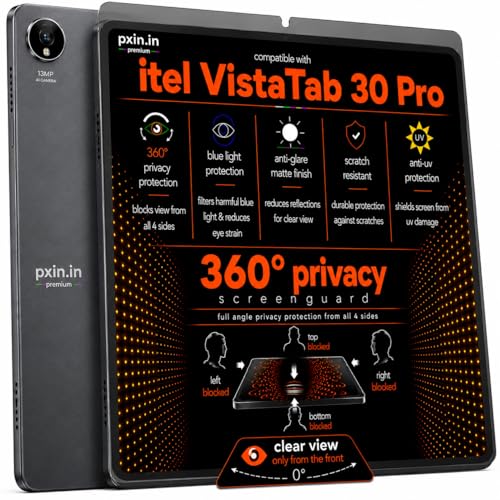 Image of Pxin 360 Pro Privacy Screen guard compatible with itel VistaTab 30 Pro | Anti Glare | Anti UV | Anti Blue | Anti Reflection | Privacy Filter | Unbreakable Build