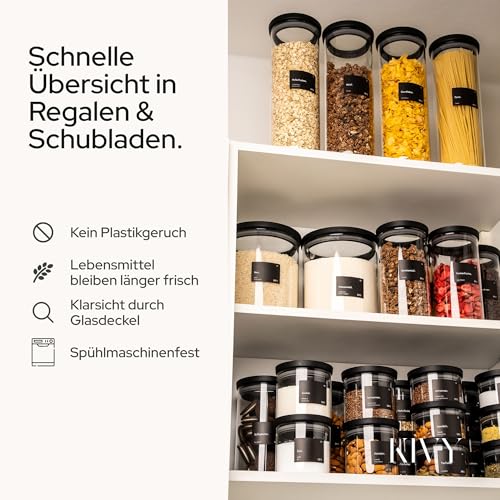 KIVY Kleine Vorratsgläser mit transparenten Glasdeckel 6x 350ml - Luftdicht – Ansicht 5