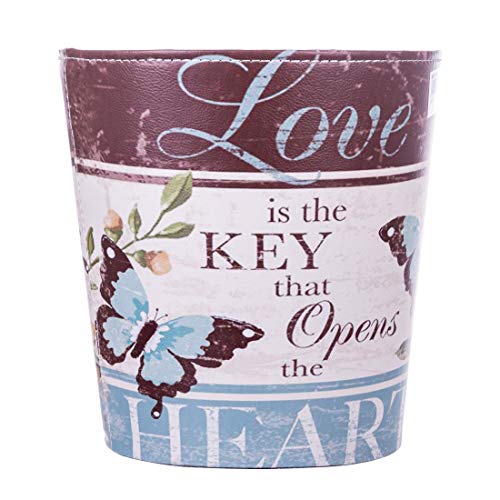 Foxom Cubo de Basura Retro, Papelera Oficina sin Tapa Cubo de Basura para baño y Cocina, Diseño de Mariposa, 26X26X23cm