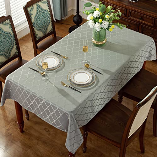Sastybale Jacquard Tablecloth Rectangle Damask Fabric Table Cloth, Water Resistant & Wrinkle Free Polyester Table Cover For Kitchen Dining Tabletop Use (Rectangle/Oblong, 52" X 70" (4-6 Seats), Gray) #TOP1