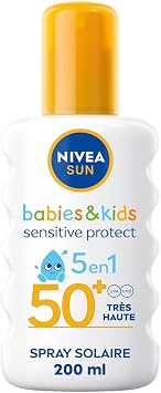 NIVEA NIVEA Sun Kids Protect & Play Spray Solaire Peaux Sensibles SPF 50+ - Extra Résistant à l'Eau (200 ml)
