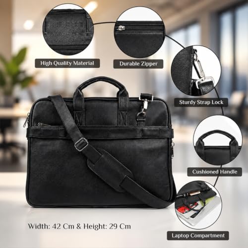 Image of Giftana 6 in 1 Premium Laptop Bag with Personalized Diary and Pen, Keychain, Card Holder, Mobile Stand with Name, Customized Gift for Husband, Father, Employee Welcome Kit, Corporate Gift for Employees (Black )