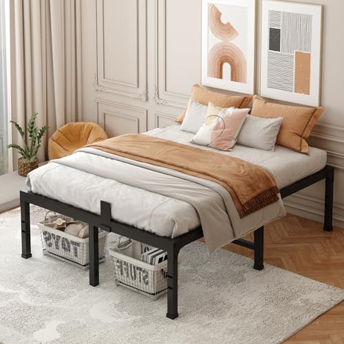 Image of FUIOBYVV King Bed Frames,18 Inch Heavy Duty Metal Platform Bed Frame King Size Support Up to 3500 lbs with Headboard Compatible,No Box Spring Needed,Steel Slat Support,Noise Free,Easy Assembly