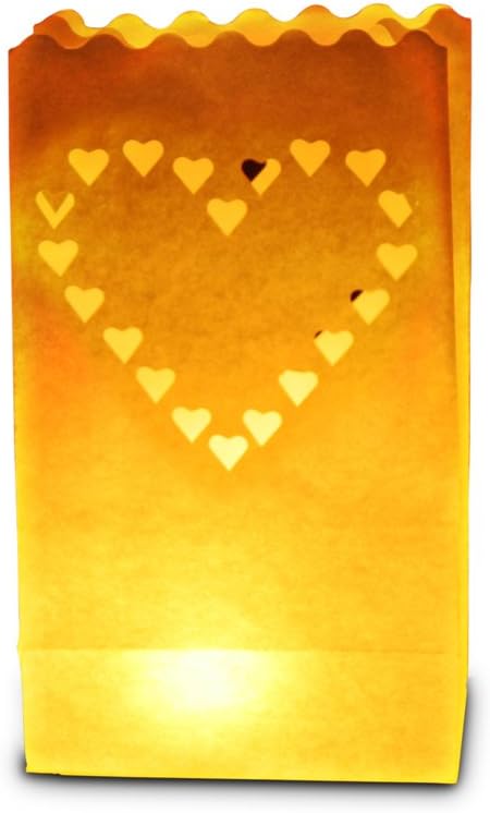 Candle Bags UKCandle Luminary Bags (Pack of 10) - Large Heart Design