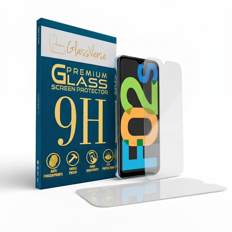 Image of GlassVerse PureView Tempered Glass for Samsung Galaxy F02s | Crystal Clear, 9H Hardness Screen Protector, Edge to Edge, Case Friendly, Hassle-less Installation Kit Included. (Pack of 2)
