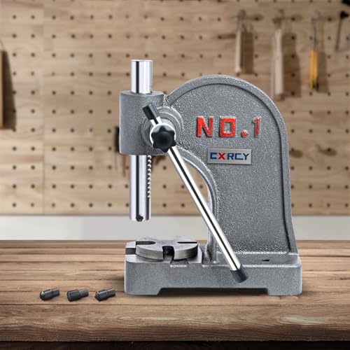 Image of CXRCY Arbor Press 1 Ton Round Ram, Cast Iron Heavy duty Upgraded Manual Arbor Press 1 Ton, 5.5 inch Maximum Height, Desktop Arbor Press, Metal Punch Press Machine for Stamping Bending Forming Stretching