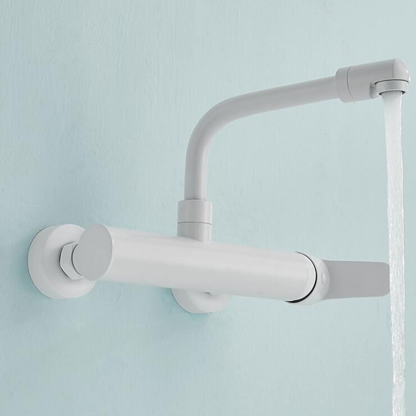Grifo de Cocina montado en la Pared Grifos de Cocina Grifo de Fregadero de Cocina Giratorio de latón Blanco Grifo de Fregadero de Agua fría y Caliente - 20 cm (29 cm)