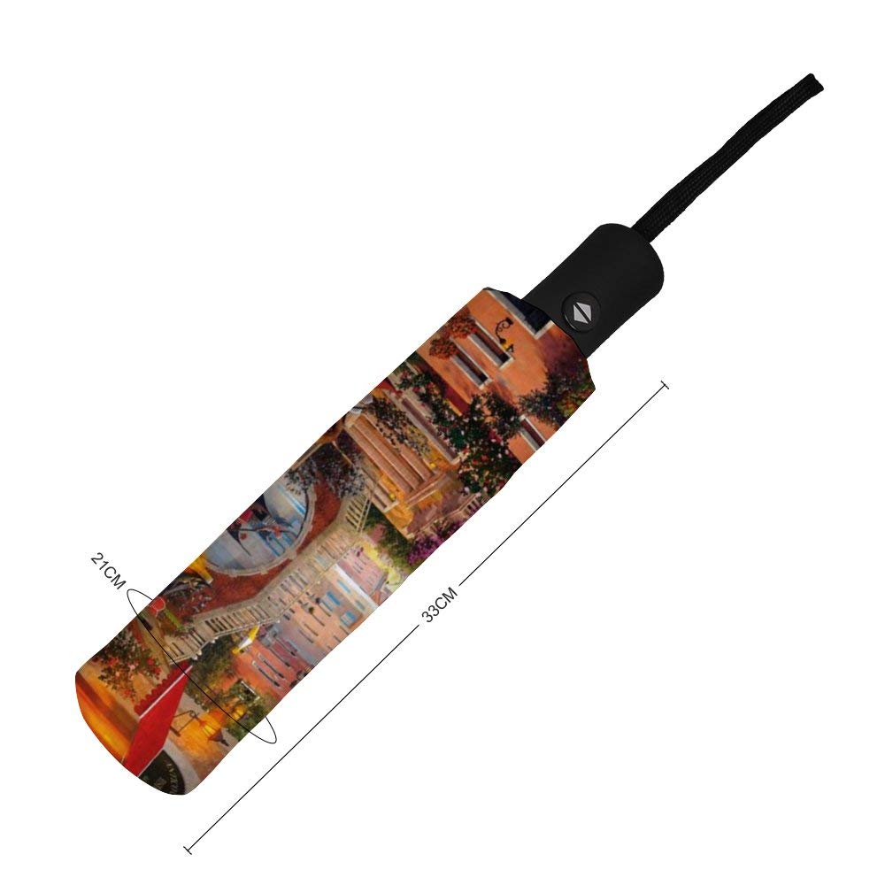 Travel Umbrella - Other Venice Al Fresca Art Landscape Artwork Wide Screen Cafe Painting Water Italy Scenery Windproof, Ergonomic Handle, Auto Open/Close Foldable Umbrella