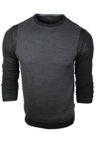 Calvin Klein Men's Merino Acrylic Blocked Menswear Pattern Crew-Neck Sweater