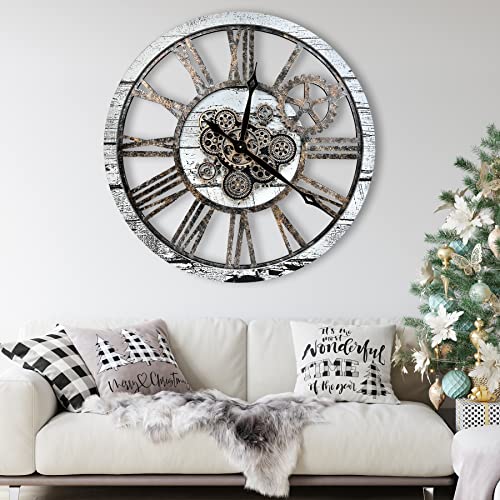 30 Moving Gears Rustic Industrial Clock