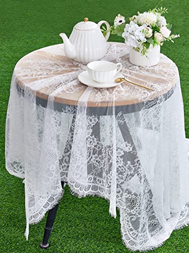 White Lace Tablecloth Exquisite Wedding Tablecloth Lace Fabric 60X120 Inches Vintage Lace Overlay Rectangle Outdoor Party Event Decoration Classic White Tablecloth #TOP5
