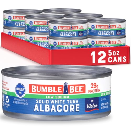 Bumble Bee Low Sodium Solid White Albacore Tuna in Water, 5 oz Can (Pack of 12)