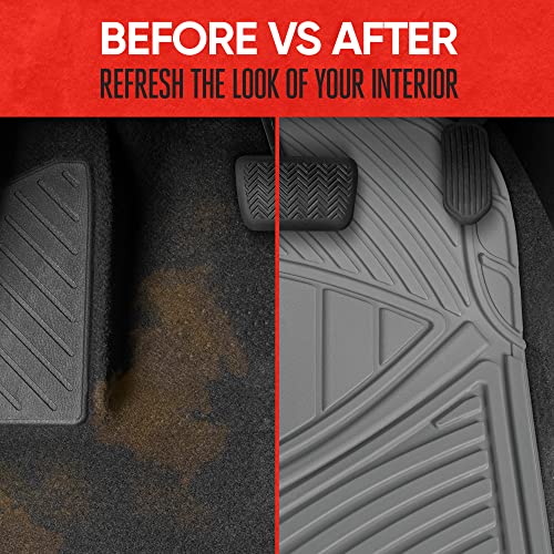 Image of Motor Trend FlexTough Baseline - Heavy Duty Rubber Car Floor Mats, 100% Odorless & BPA Free, All Weather (Gray)