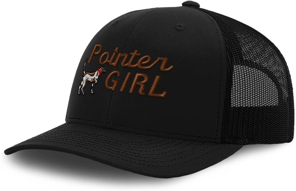 Custom Mesh Cap Embroidered English Pointer Dog Girl Pet Animal Trucker Hats for Men & Women Cotton