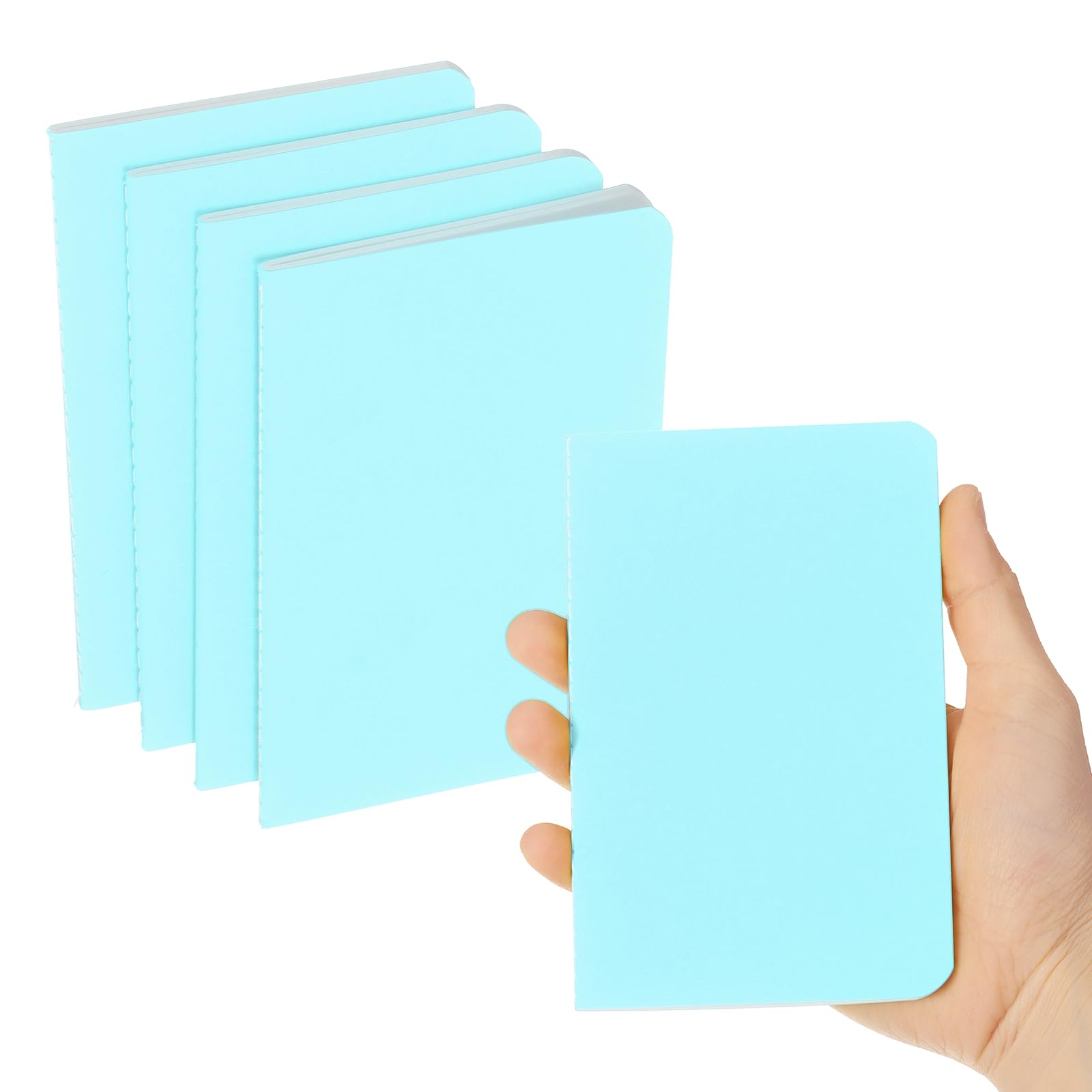 PATIKIL 4 Pack A6 Notebook, A6 Journal Mini Notebook Pocket Kraft Memo Notepads Lined Sketchbook Small 3.5x5.5 Inch 30 Sheets for Men Women Office Supplies Purse Travelers, Light Blue