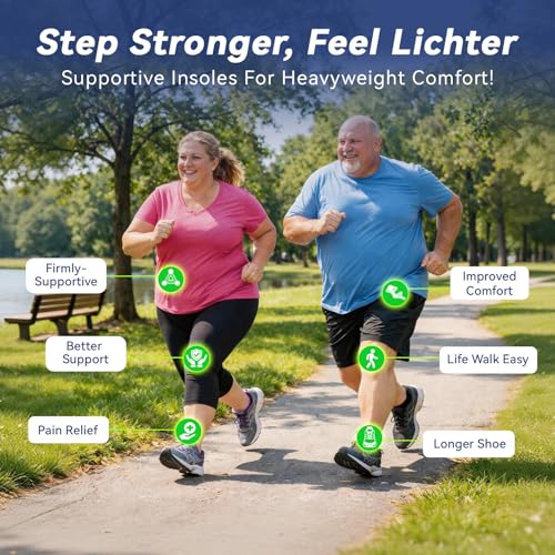Image of Heavy Duty Support Pain Relief Orthotics - 230+ lbs Plantar Fasciitis Insoles, Medium Arch Support Insoles Men Women, Flat Feet Orthotic Insert, Work Boot Shoe Insoles - Shock Absorption Every Step(M)