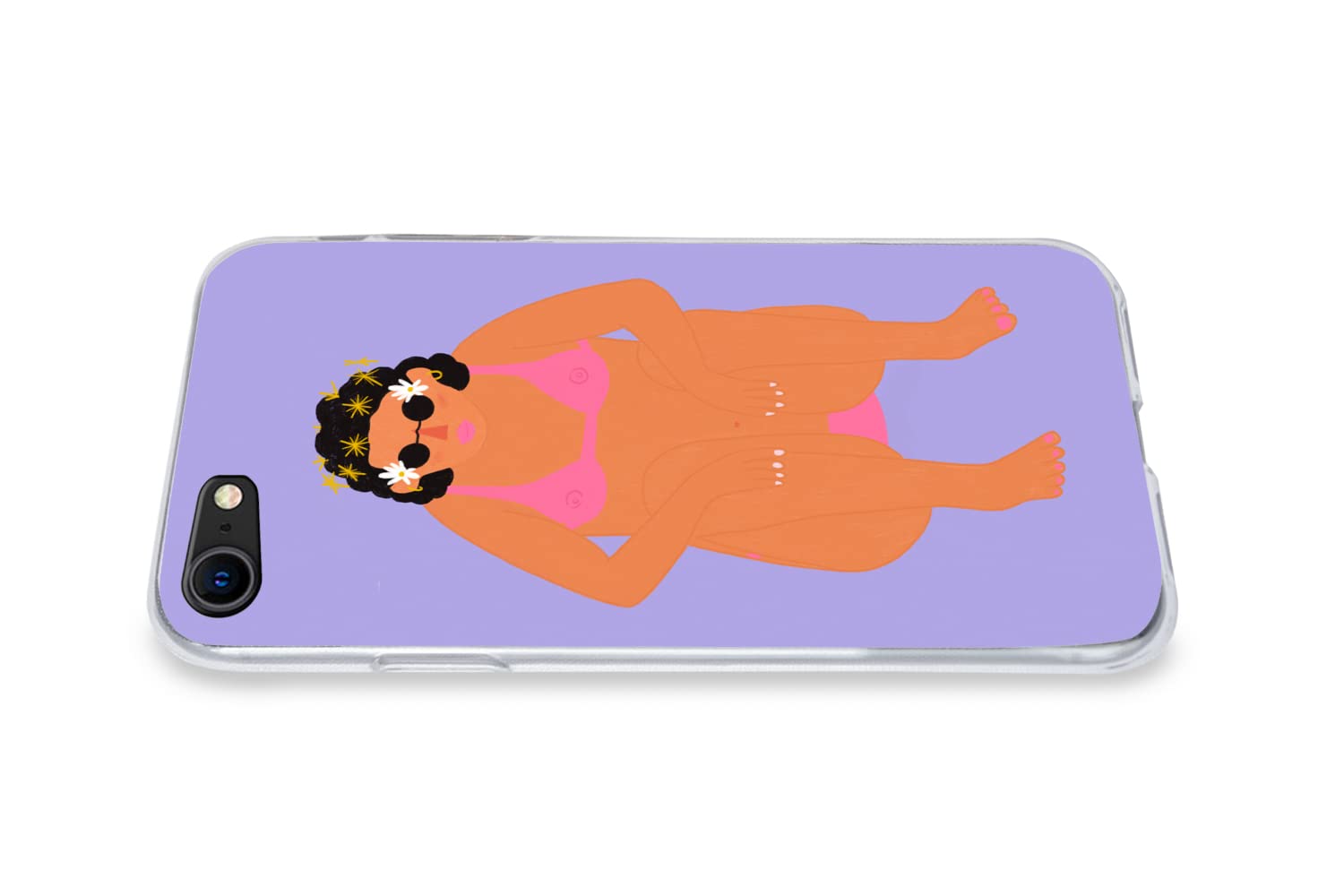MuchoWow Funda para iPhone 7 - Mujer - Bikini - Retro - Funda de Silicona/Funda Blanda para teléfono móvil