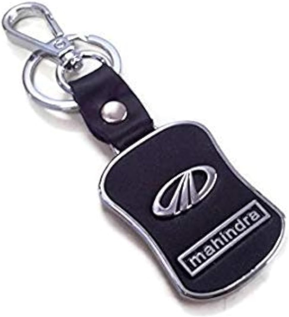 Techpro Imported Leather Key Chain/Key Ring With Chrome Car Logo, Black