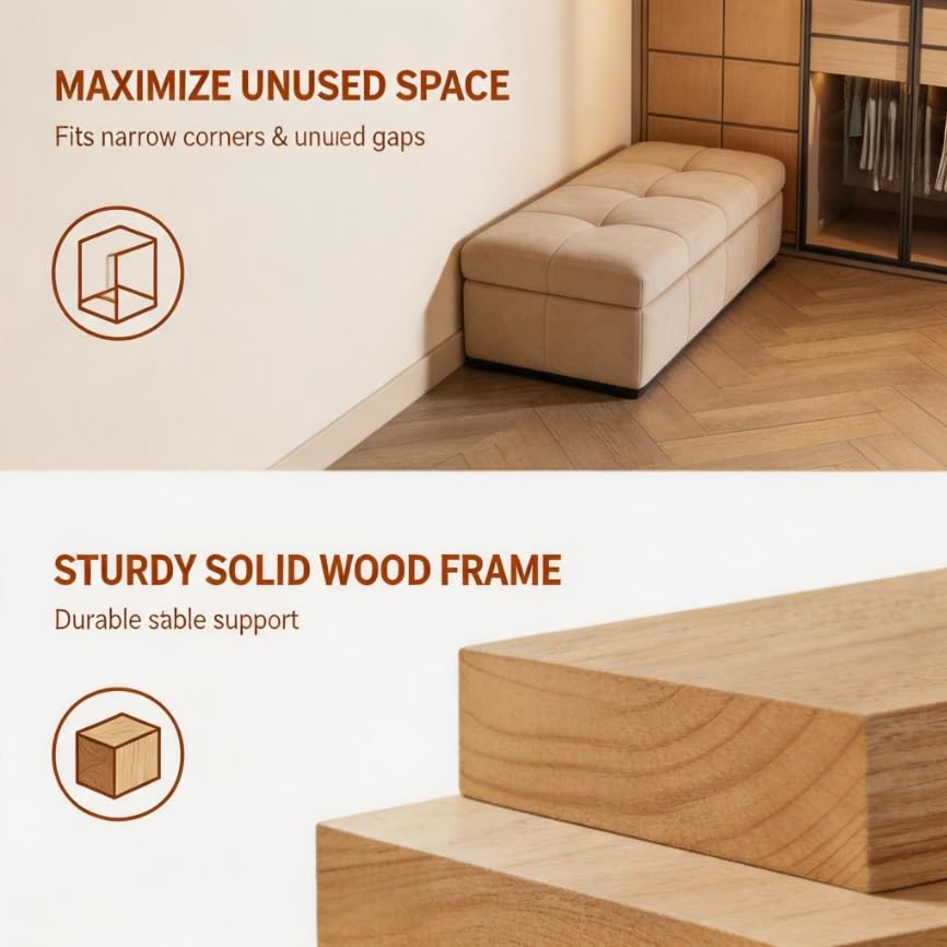 Banco pie de cama con almacenamiento oculto y asiento acolchado de terciopelo moderno 4
