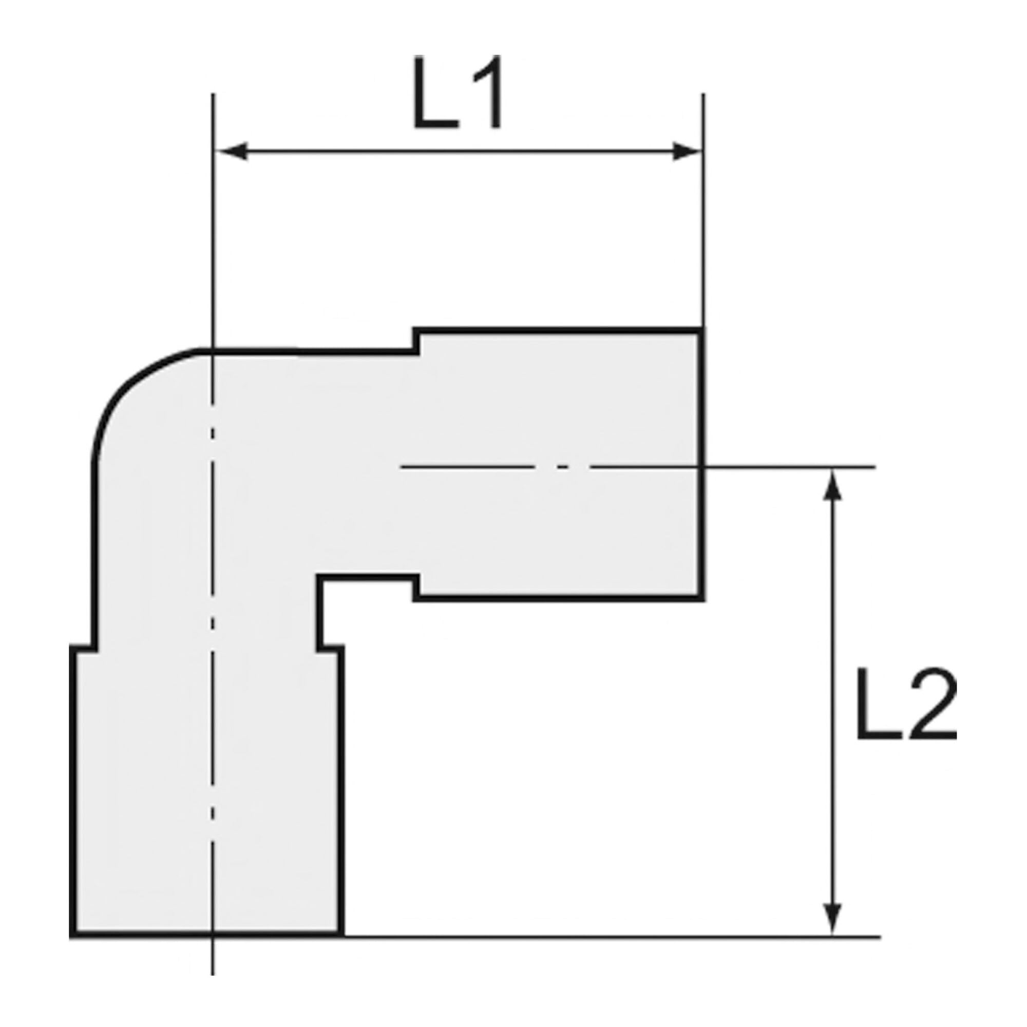 Racor en L, giratorio, G 3/8 A, para manguera de diámetro exterior de 10 mm, presión de trabajo máx. 20 bares, acero inoxidable 1.4404.